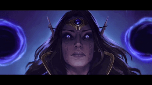 A Painting Of A Woman With A Purple Eye And A Crown On Her Head GIF