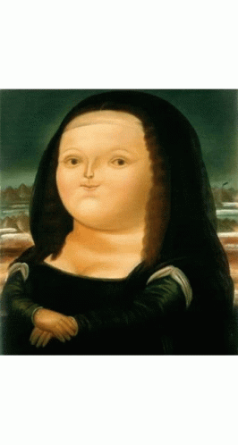 A Painting Of A Woman With A Very Thick Face GIF