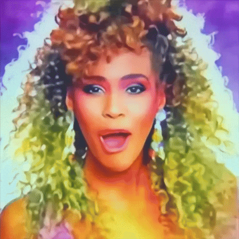 a painting of a woman with curly hair and pink eyeshadow