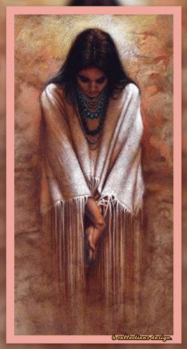 A Painting Of A Woman With Fringe And The Words Reflections Design On The Bottom Right GIF