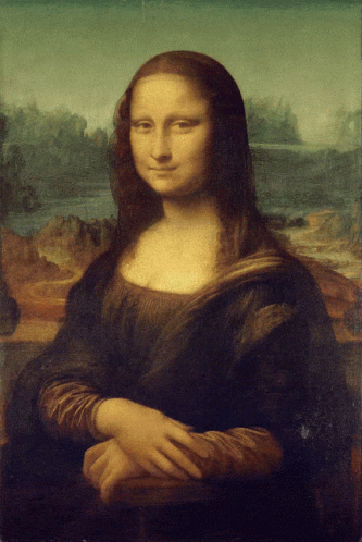 A Painting Of A Woman With Long Brown Hair GIF