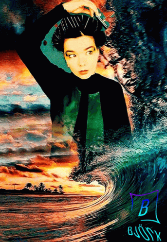 A Painting Of A Woman With The Letters B On The Bottom Right GIF