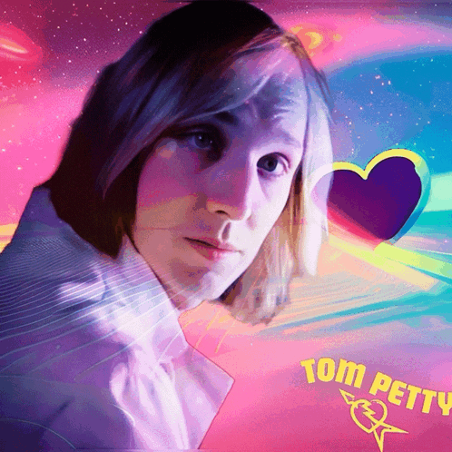 A Painting Of A Woman With The Name Tom Petty On The Bottom GIF