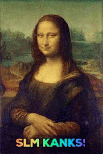 A Painting Of A Woman With The Words " Slm Kanks " On The Bottom GIF