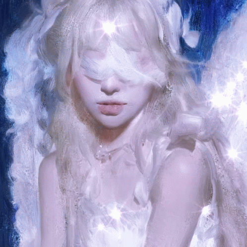 A Painting Of A Woman With White Hair GIF