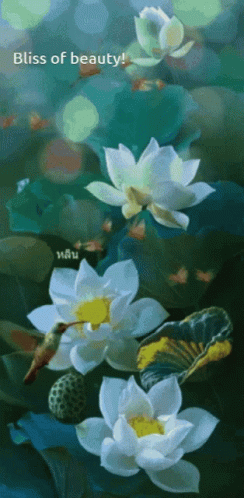 A Painting Of Flowers With The Words Bliss Of Beauty GIF