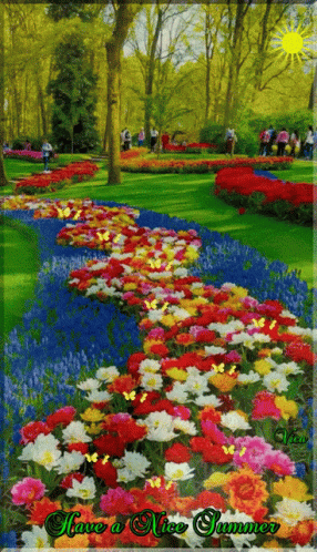 A Painting Of Flowers With The Words Have A Nice Summer GIF