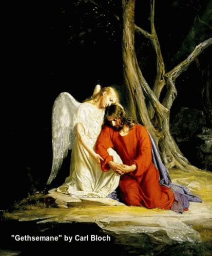 A Painting Of Jesus And An Angel Called " Gethsemane " By Carl Bloch GIF