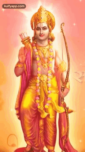 A Painting Of Lord Rama Holding A Bow And Arrow GIF