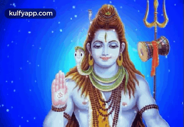 A Painting Of Lord Shiva With A Snake Around His Neck . GIF