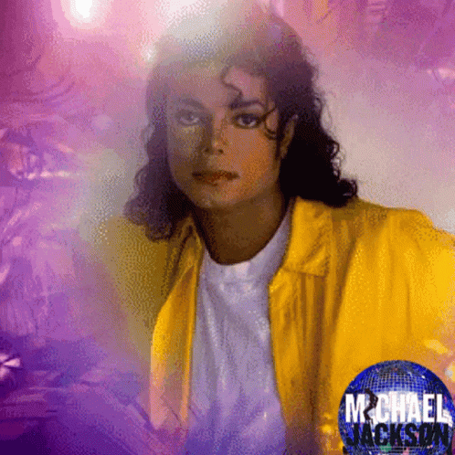 A Painting Of Michael Jackson With A Yellow Jacket On GIF