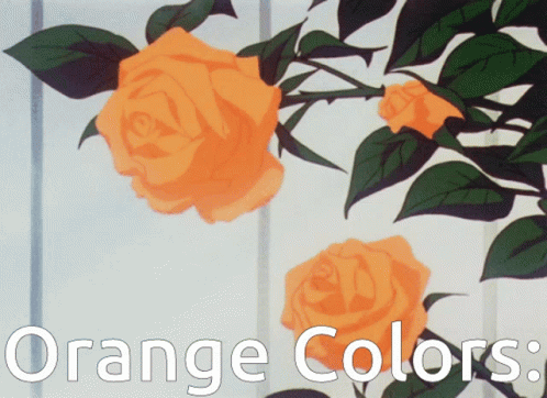 A Painting Of Orange Roses With The Words Orange Colors Below It GIF