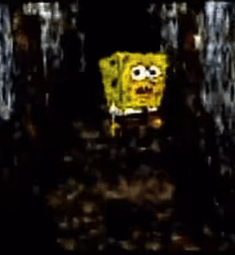 A Painting Of Spongebob Squarepants In The Dark GIF