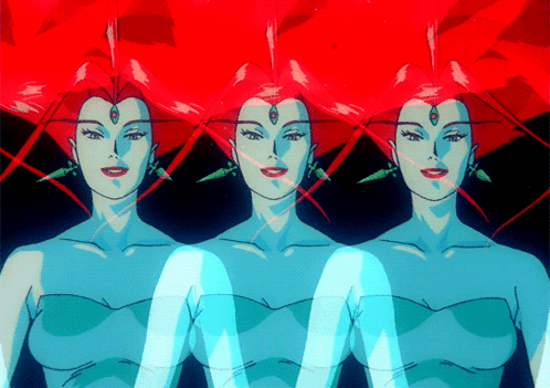 A Painting Of Three Women With Red Hair GIF