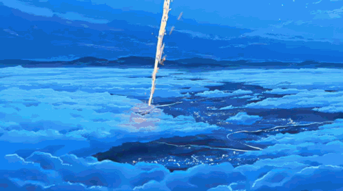 A Painting Of Two People Standing In Front Of A Large Sphere GIF