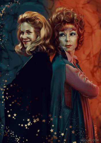 A Painting Of Two Women With The Words " Mccliffe.com " On The Bottom Right GIF