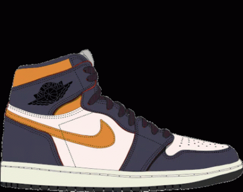 A Pair Of Black And White Nike Air Jordan 1 Sneakers GIF