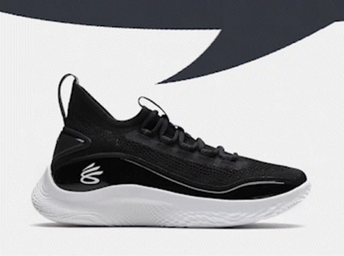 A Pair Of Black And White Under Armour Basketball Shoes GIF