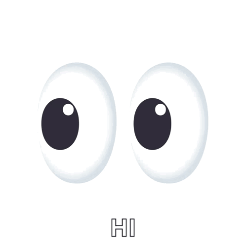 A Pair Of Cartoon Eyes With The Letters Hi Behind Them GIF