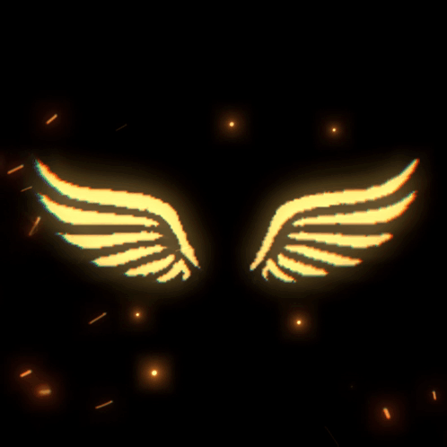 A Pair Of Glowing Wings On A Dark Background GIF