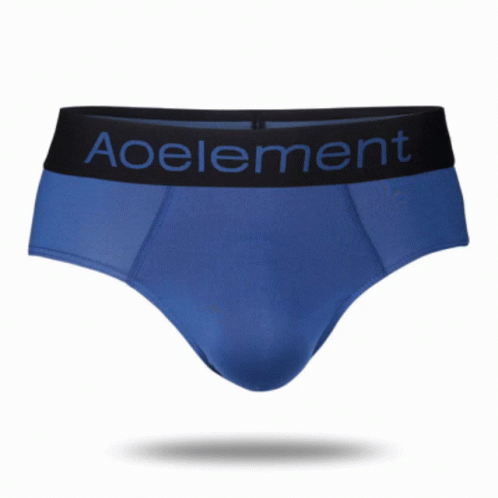 A Pair Of Grey Briefs With The Word Aoelement On The Waistband GIF