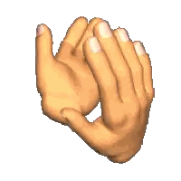 a pair of hands with white nails are clapping together on a white background