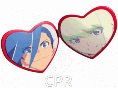 a pair of heart shaped mirrors with the word cpr written on the bottom