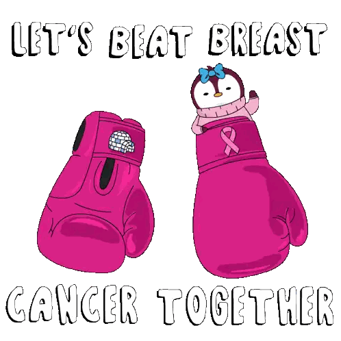 a pair of pink boxing gloves with the words let 's beat breast cancer together below them
