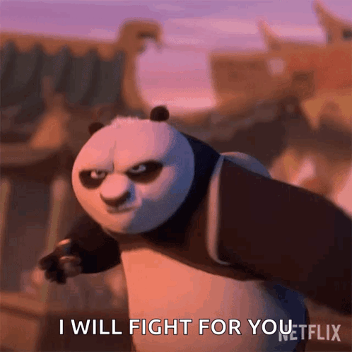 A Panda Bear From Kung Fu Panda Is Saying I Will Fight For You GIF