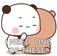 A Panda Bear Is Hugging A Brown Bear And Saying `` I Need One Of These '' . GIF