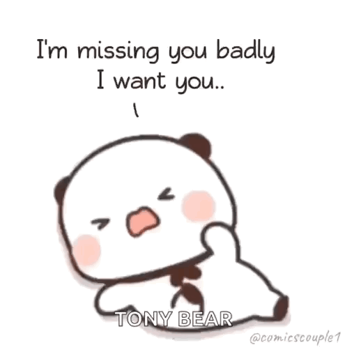 A Panda Bear Is Laying Down And Saying `` I 'M Missing You Badly I Want You . '' GIF
