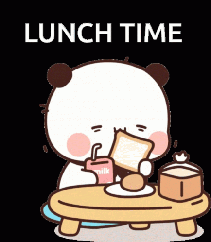 A Panda Bear Is Sitting At A Table Eating Toast And Drinking Milk GIF