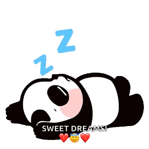 A Panda Bear Is Sleeping On Its Back With The Words `` Sweet Dreams '' . GIF