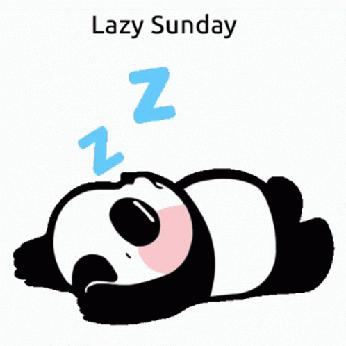 A Panda Bear Laying Down With The Words Lazy Sunday Written Above It GIF