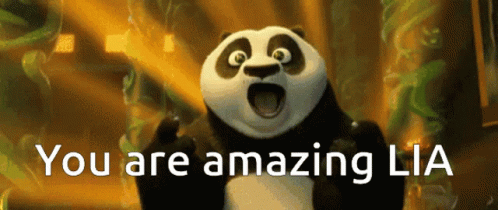 A Panda Bear Says " You Are Amazing Lia " In A Cartoon GIF