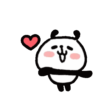 a panda bear with hearts coming out of its eyes