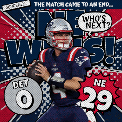 A Patriots Football Player Is Holding A Football With The Words " The Match Came To An End " Behind Him GIF