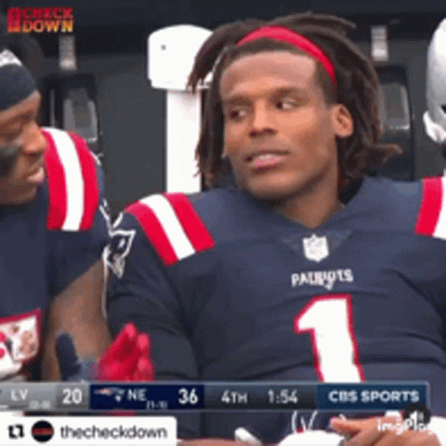 A Patriots Football Player Is Sitting In The Stands GIF