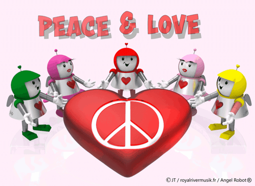 A Peace And Love Greeting Card With A Peace Sign In The Middle GIF
