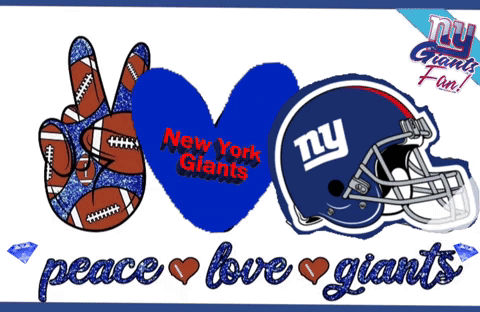 A Peace Sign And A New York Giants Helmet Are On A White Background GIF