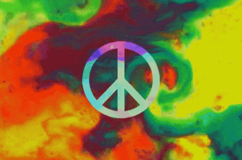 A Peace Sign On A Colorful Background GIF