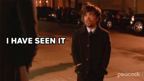 A Peacock Ad Shows A Man In A Suit And Tie Saying I Have Seen It GIF