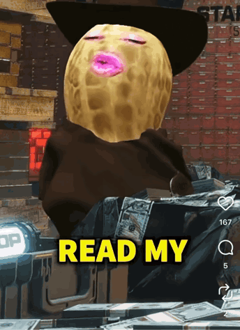 A Peanut Wearing A Cowboy Hat Has A Pink Lip And The Words Read My Below It GIF