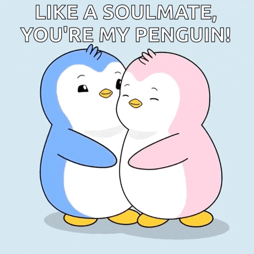 A Peck On The Cheeks Pudgy Penguins Gif GIF