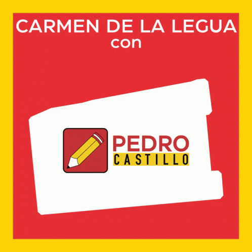 A Pedro Castillo Logo Is On A Yellow Background GIF