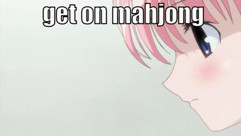 A Penguin And A Girl With The Words Get On Mahjong GIF
