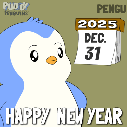 A Penguin Holding A Calendar That Says Dec 31 On It GIF