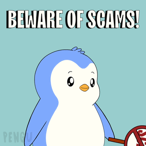 A Penguin Holding A Sign That Says No Scams GIF