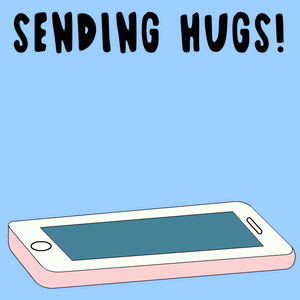 A Penguin Is Coming Out Of A Cell Phone With The Words " Sending Hugs " Below It GIF