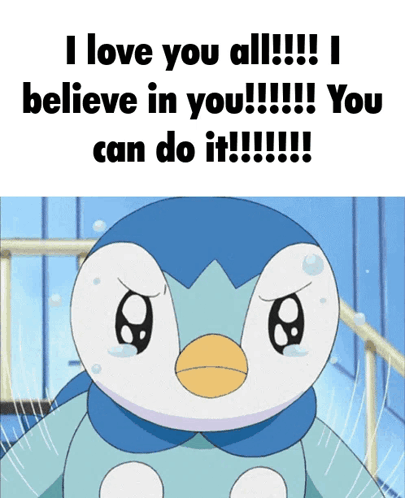 a penguin is crying and says i love you all